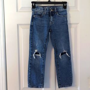 Boys size 6 Old Navy Slim jeans with holes in knees. Adjustable waist.